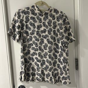 Stella McCartney Black and White Silk Print Blouse